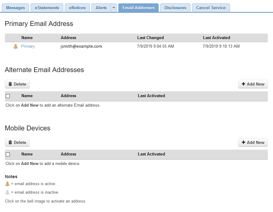 CCCU E-Services update screenshot, new Alerts 2