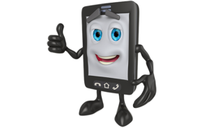 A smiling, anthropomorphized phone give a thumbs up!