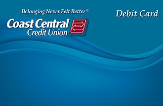Picture of debit card with blue pattern design