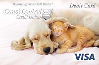 Picture of debit card with cute dog and cat design